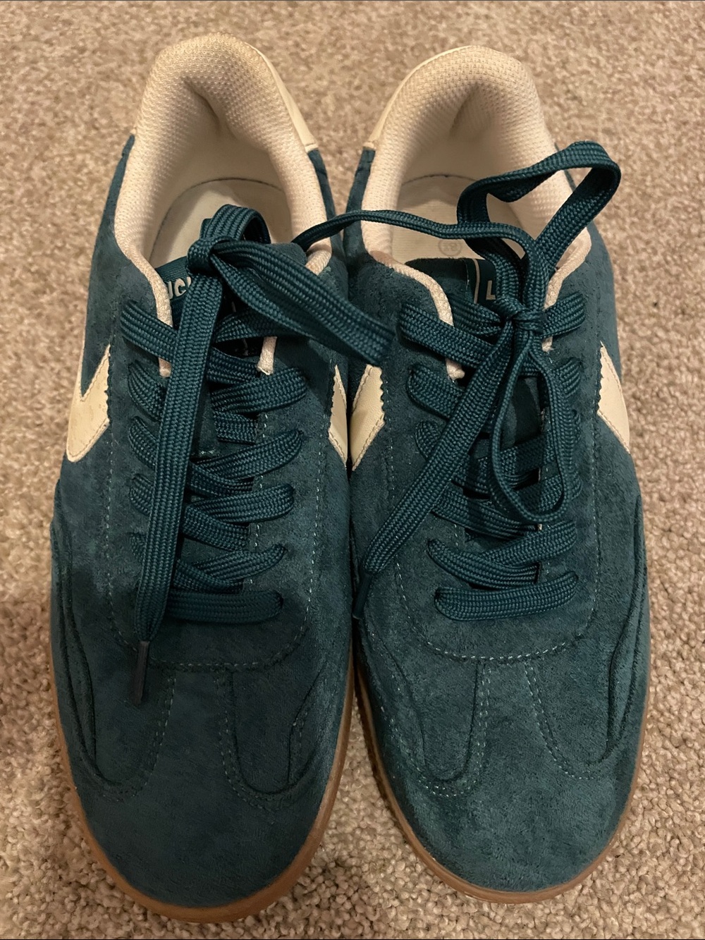 Lucky Brand Teal Suede Sneakers with White Accent
